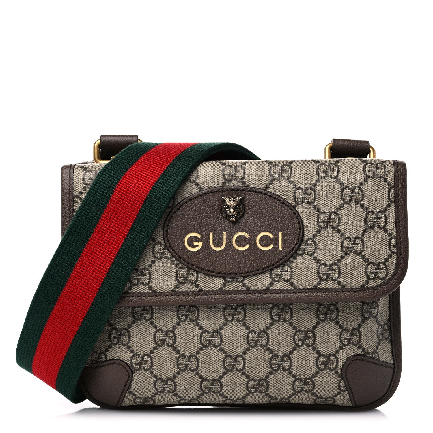 Gucci GG Supreme Monogram Web Small Neo Vintage Double Flap Messenger Bag Beige New Acero 1 of 12