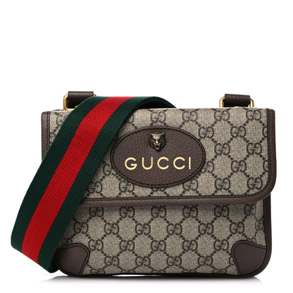 Gucci GG Supreme Monogram Web Small Neo Vintage Double Flap Messenger Bag Beige New Acero 1 of 12