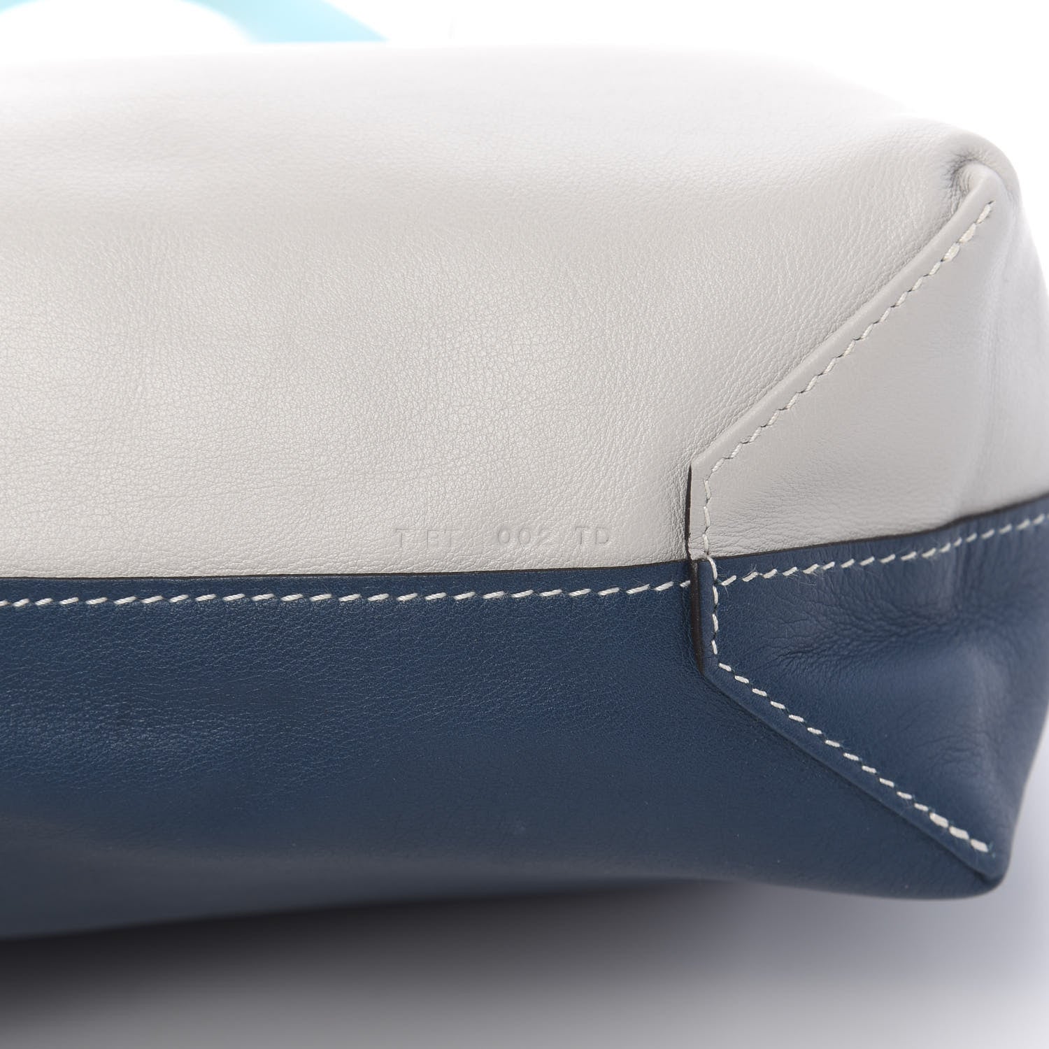 Hermes Veau Sikkim Swift Double Sens 30 Reversible Tote Gris Perle Colvert Bleu Atoll 11 of 17