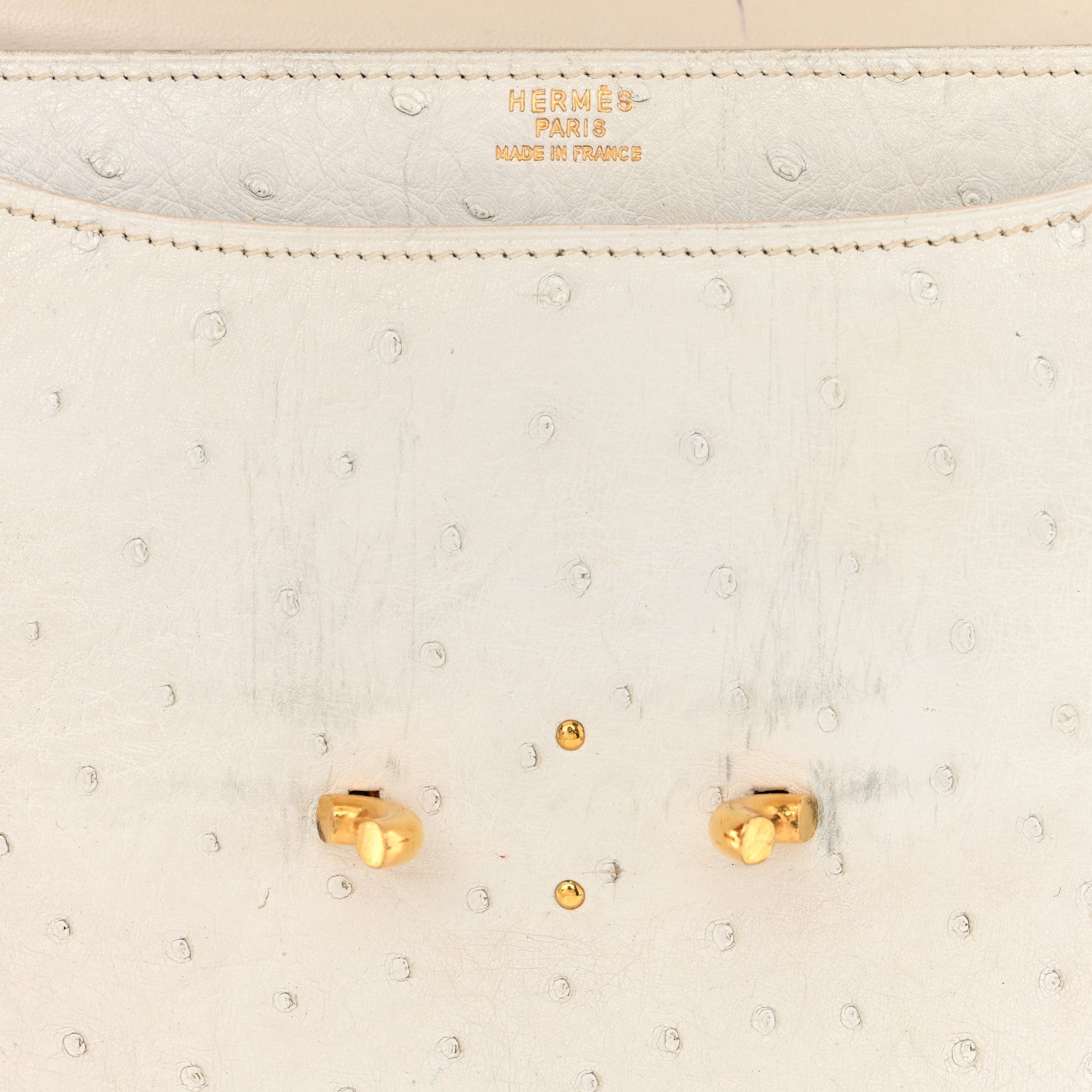 Hermes Ostrich Fonsbelle White 9 of 14