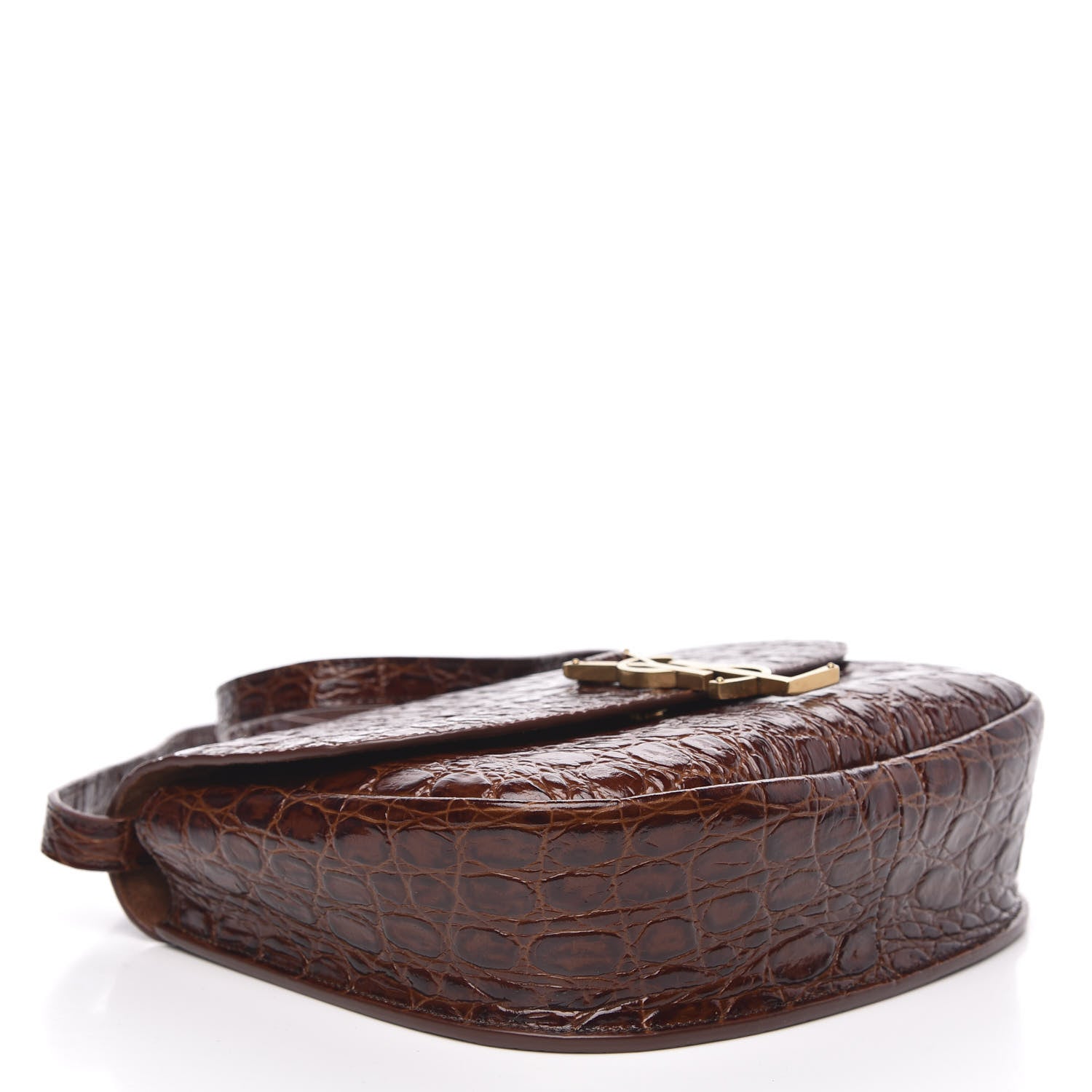 Saint Laurent Crocodile Embossed Calfskin Medium Kaia Satchel Rusty Brown 4 of 10