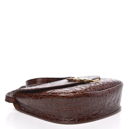 Saint Laurent Crocodile Embossed Calfskin Medium Kaia Satchel Rusty Brown 4 of 10