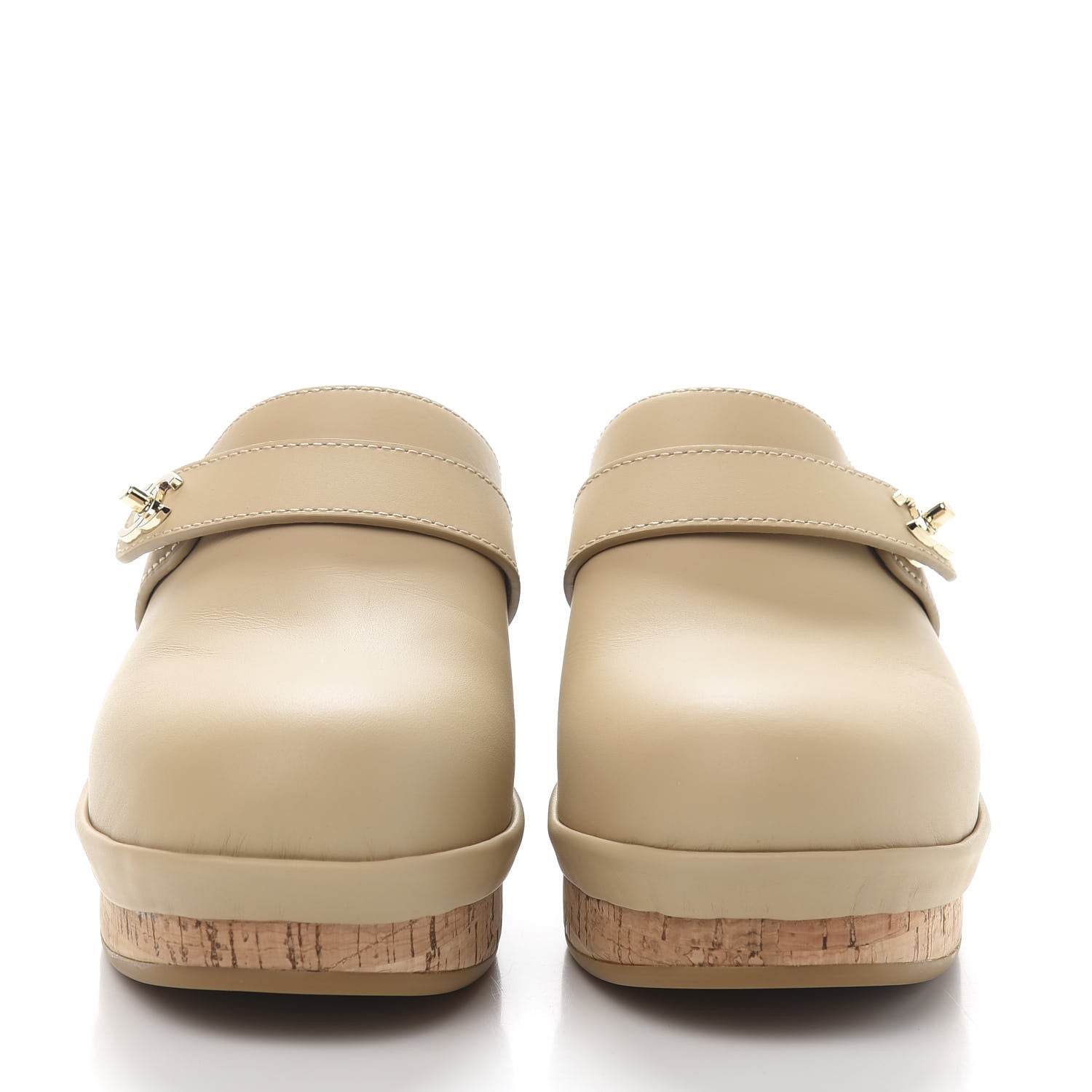 Chanel Calfskin CC Turn Lock Clogs 37 Beige 2 of 8