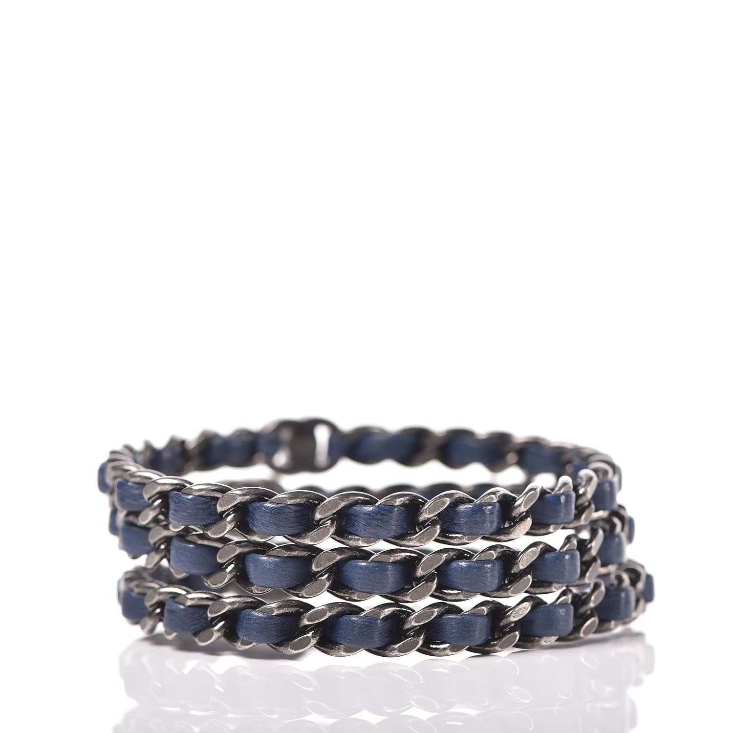 Chanel Lambskin Chain Turnlock CC Bangle Set of 3 Navy 3 of 4