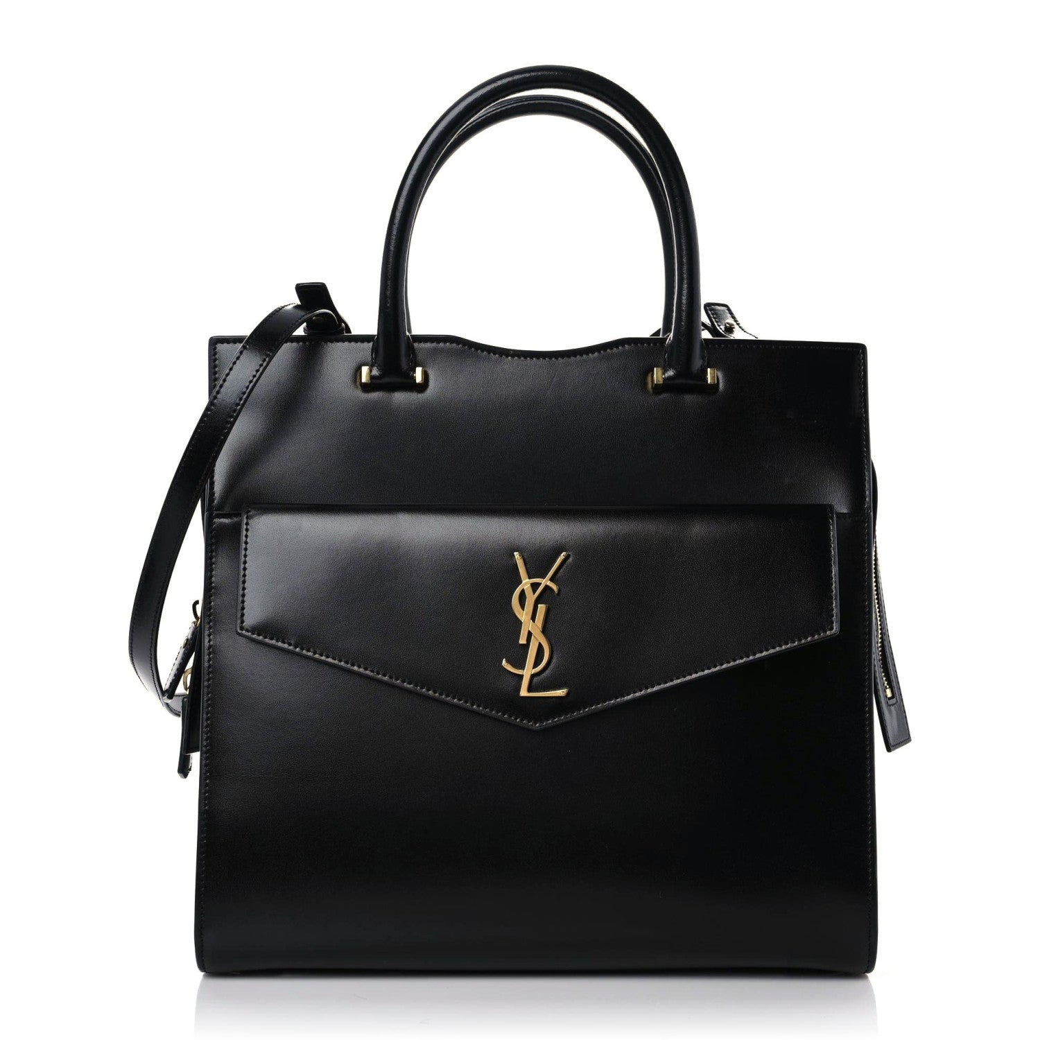 Saint Laurent Shiny Calfskin Large Uptown Tote Black 1 of 24
