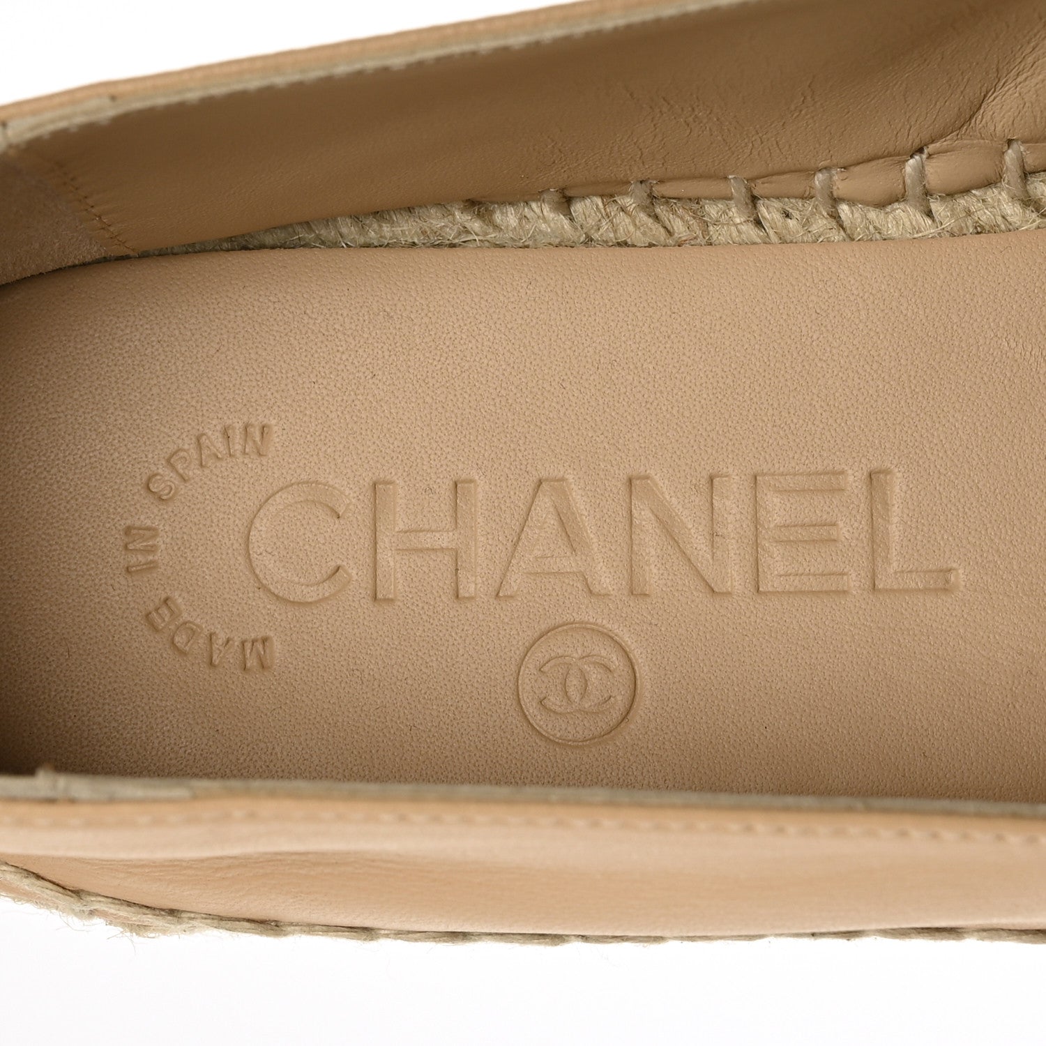 Chanel Lambskin CC Espadrilles 37 Beige Black 7 of 7