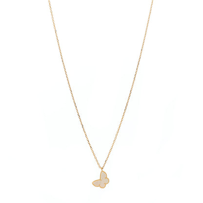 Van Cleef & Arpels 18K Yellow Gold Mother of Pearl Sweet Alhambra Butterfly Pendant Necklace 1 of 5