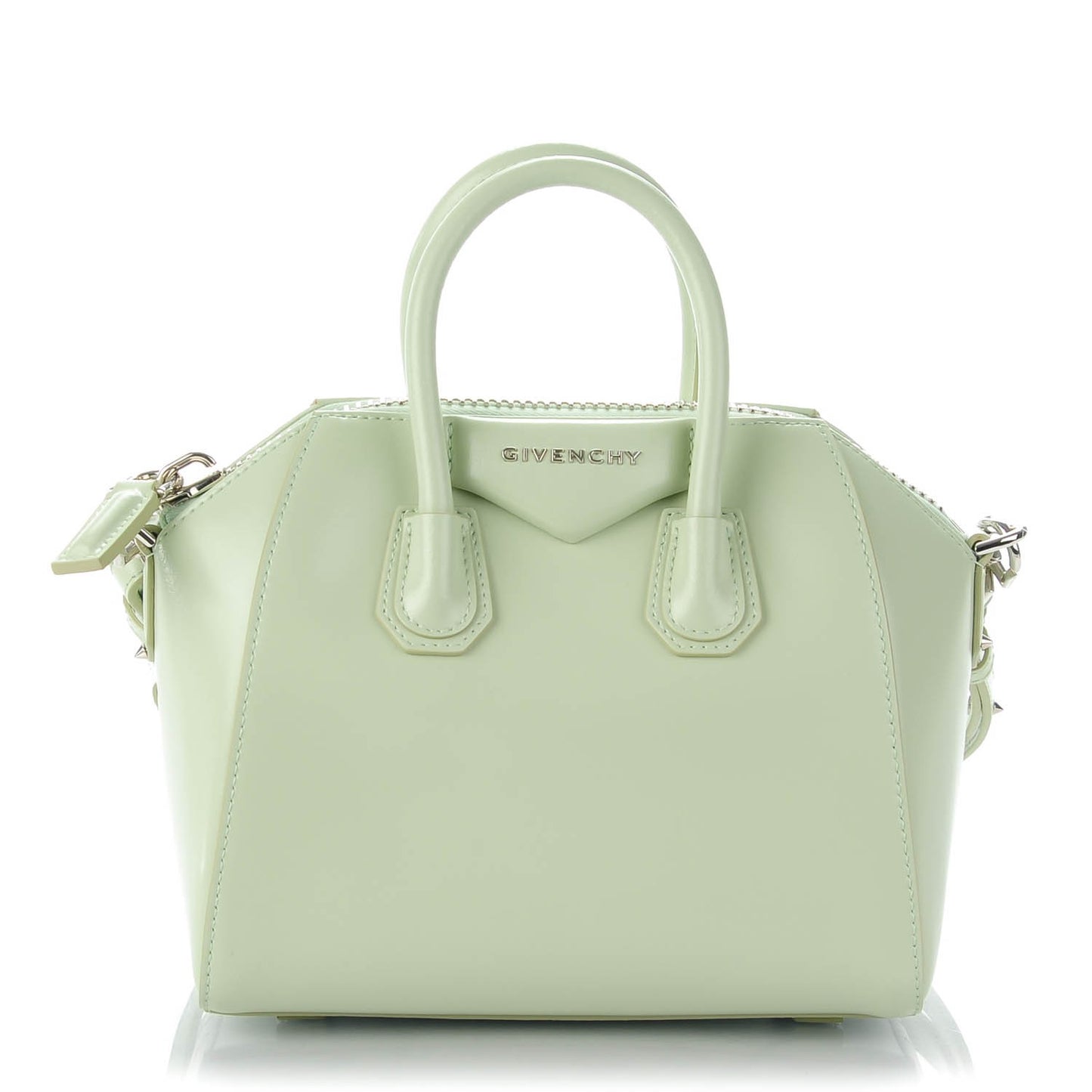 Shiny Lord Calfskin Mini Antigona Aqua Green