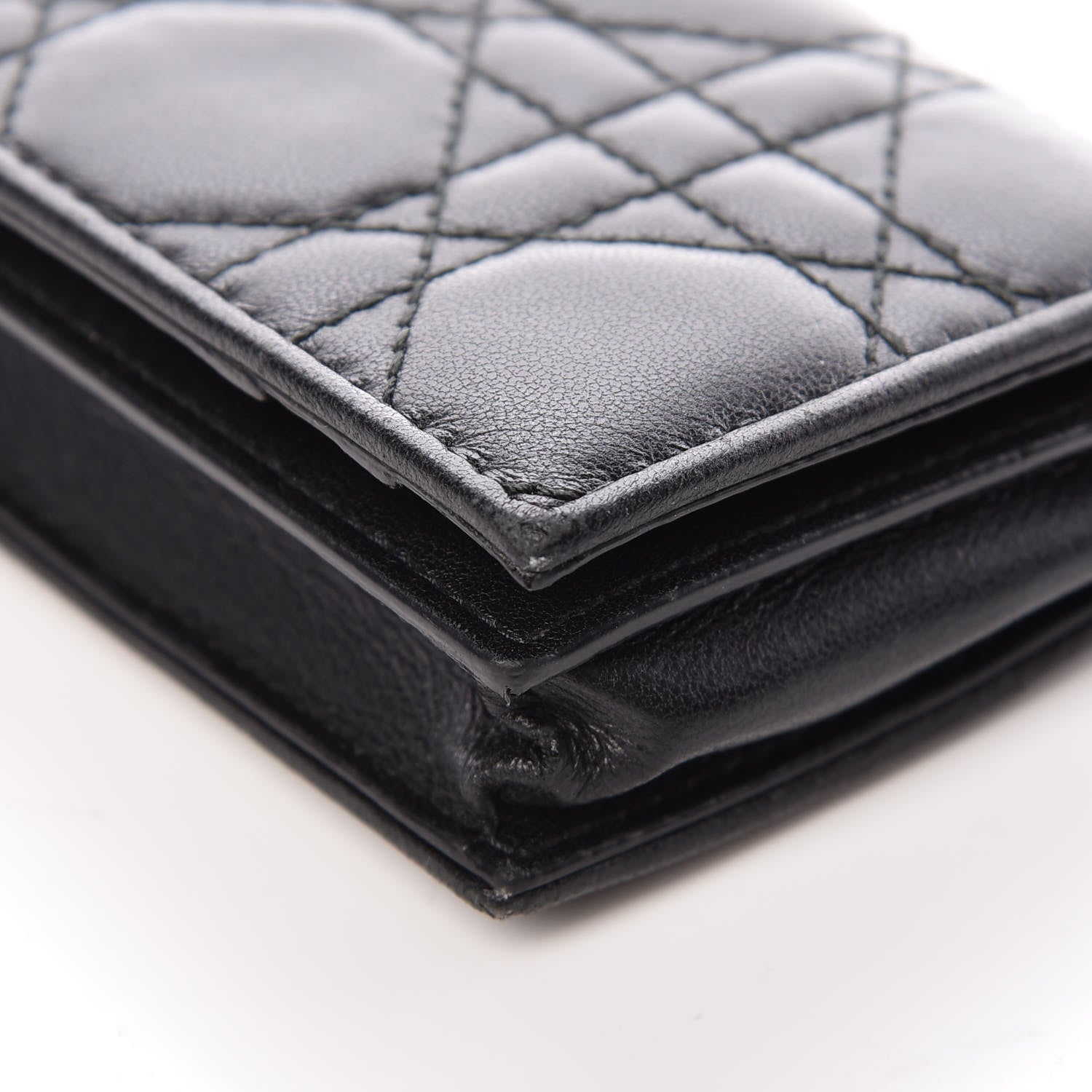 Christian Dior Lambskin Cannage Small Lady Dior Flap Card Holder Black 9 of 12