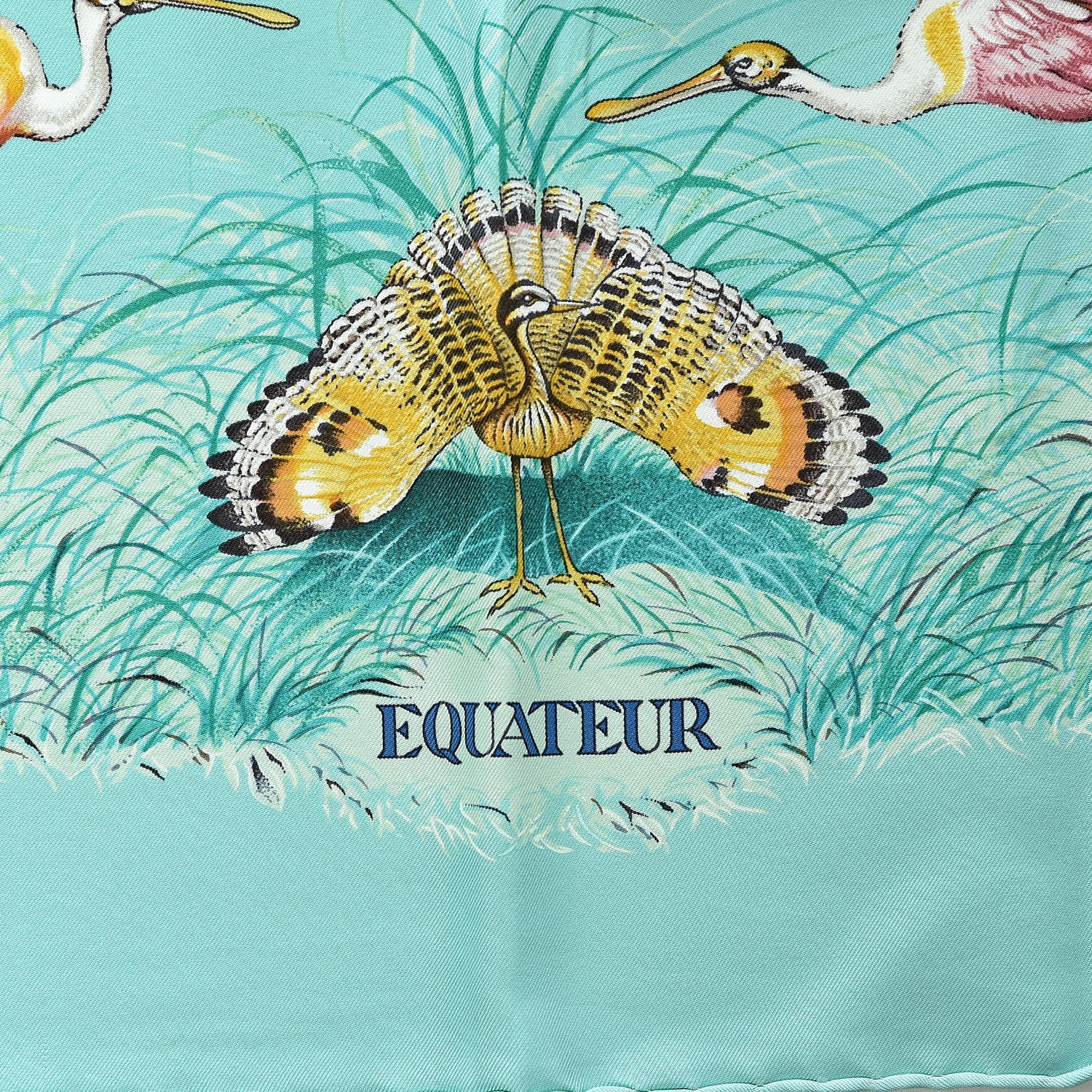 Hermes Silk Wash Equateur 90 Scarf Aqua Emeraude Fauve 4 of 8
