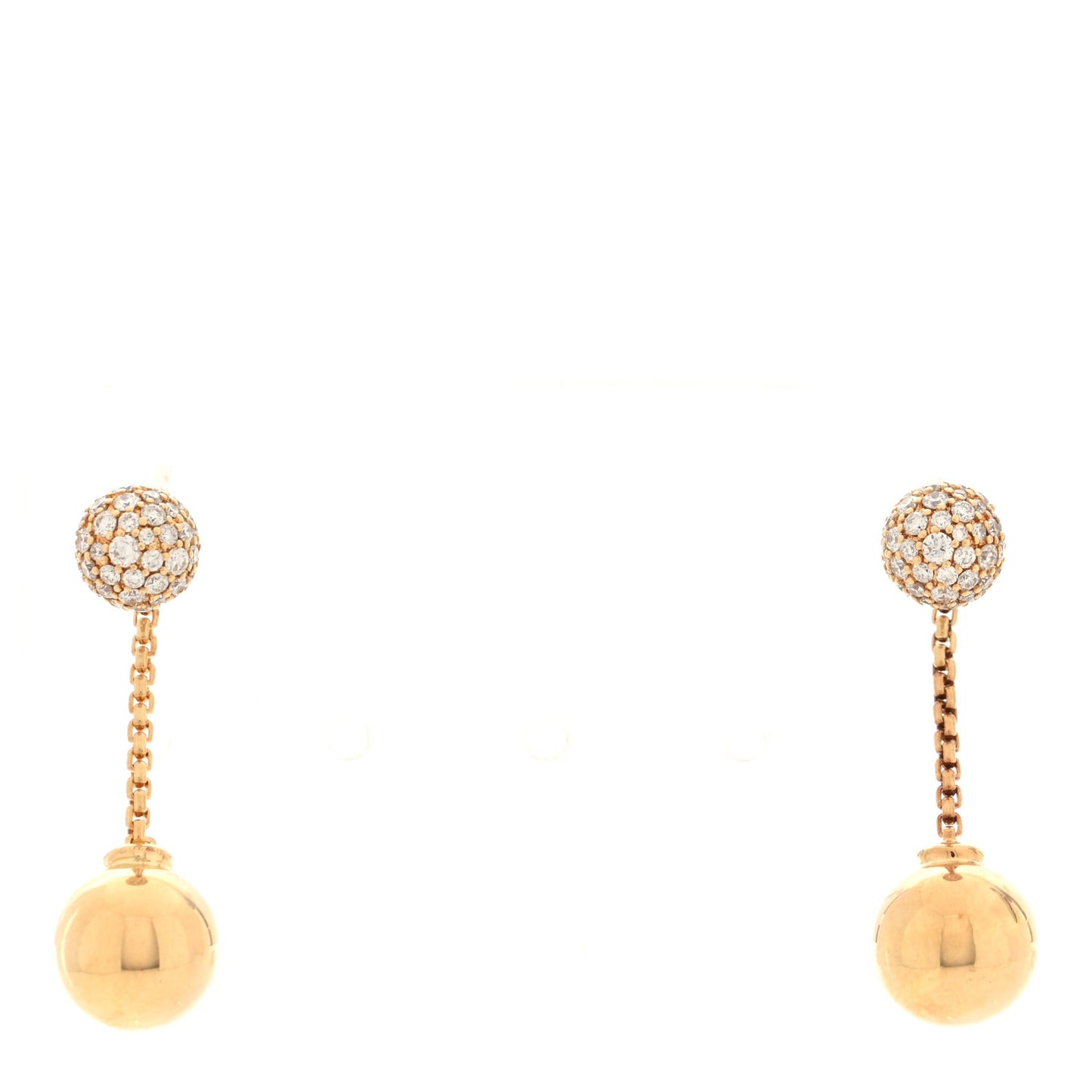 18K Yellow Gold Diamond Ball Drop Earrings