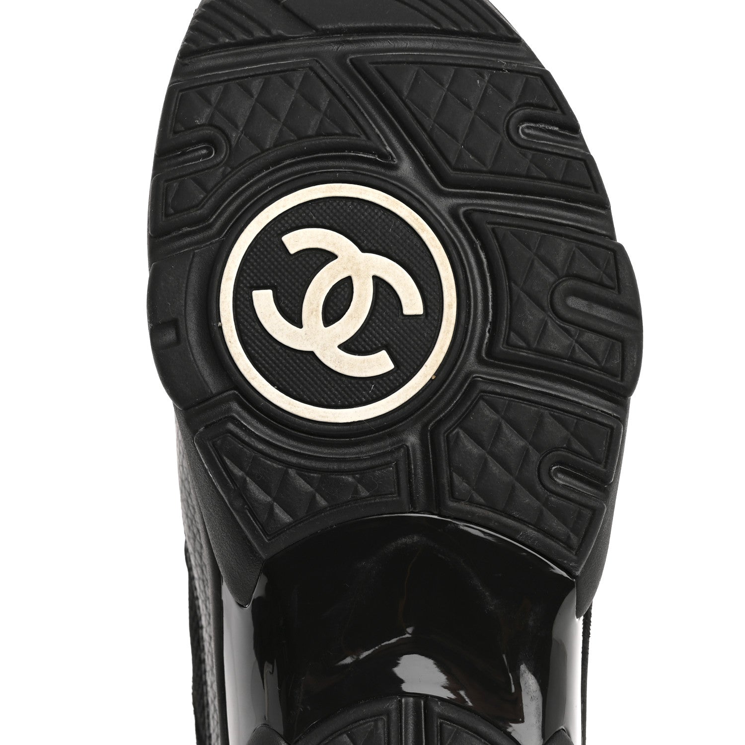 Chanel Mesh Suede Grained Calfskin Womens CC Sneakers 39.5 Black White 8 of 13