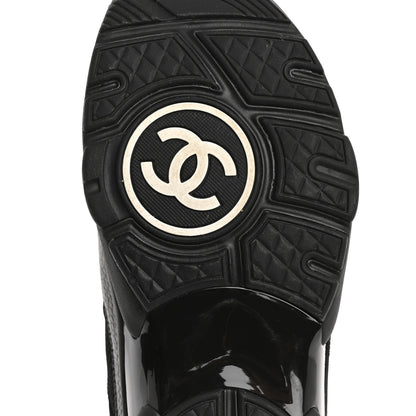 Chanel Mesh Suede Grained Calfskin Womens CC Sneakers 39.5 Black White 8 of 13