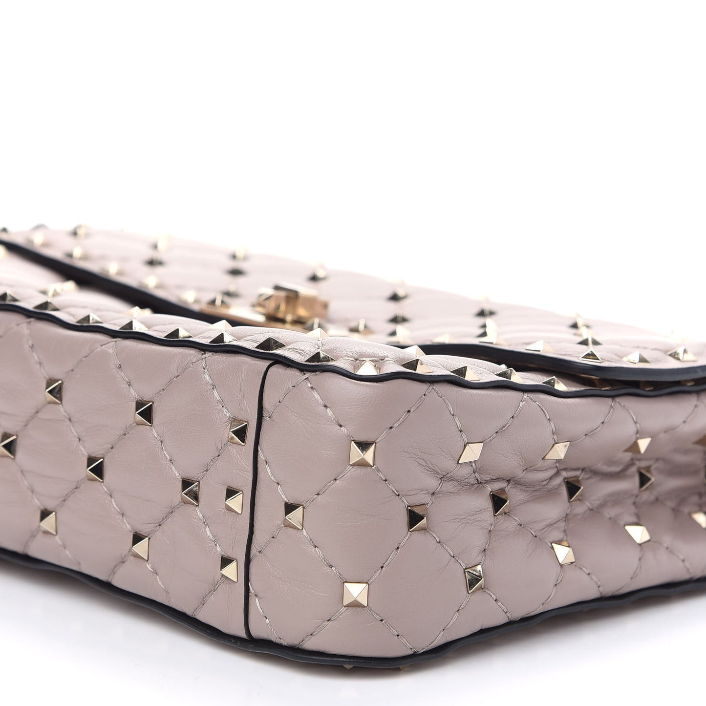 Lambskin Medium Rockstud Spike Shoulder Bag Poudre