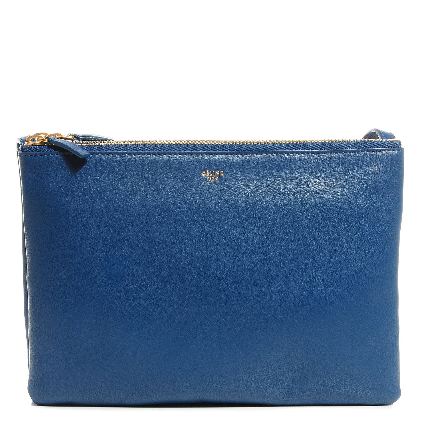 Celine Lambskin Large Trio Crossbody Metallic Blue 1 of 7