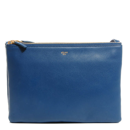 Celine Lambskin Large Trio Crossbody Metallic Blue 1 of 7
