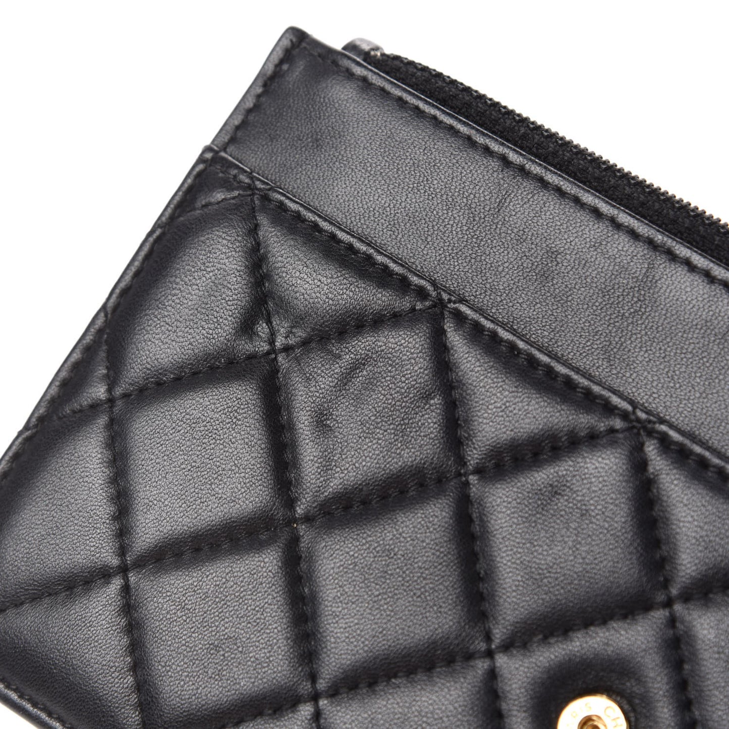 Lambskin Quilted Wallet On Chain WOC Black