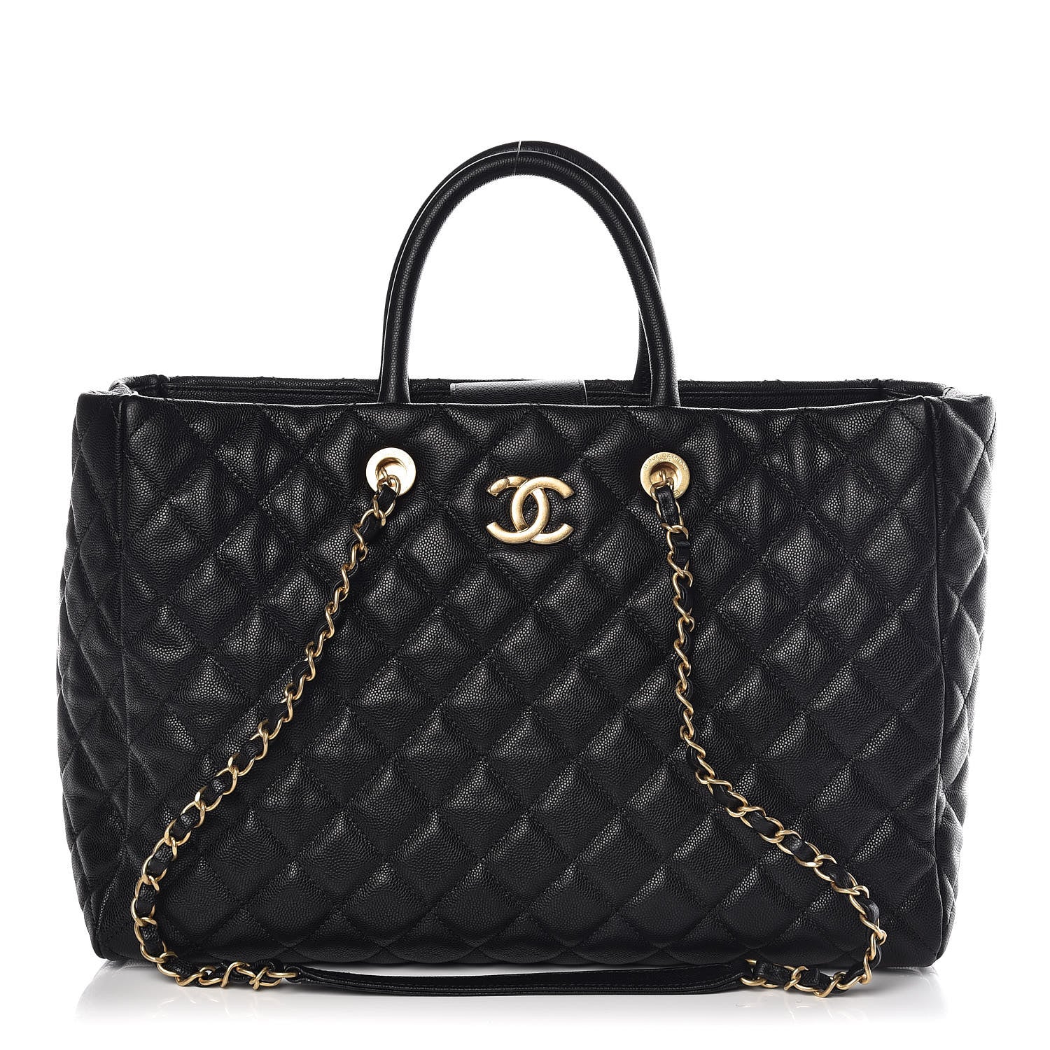 Chanel Caviar Quilted Large Coco Handle Shopping Tote Black 1 of 10