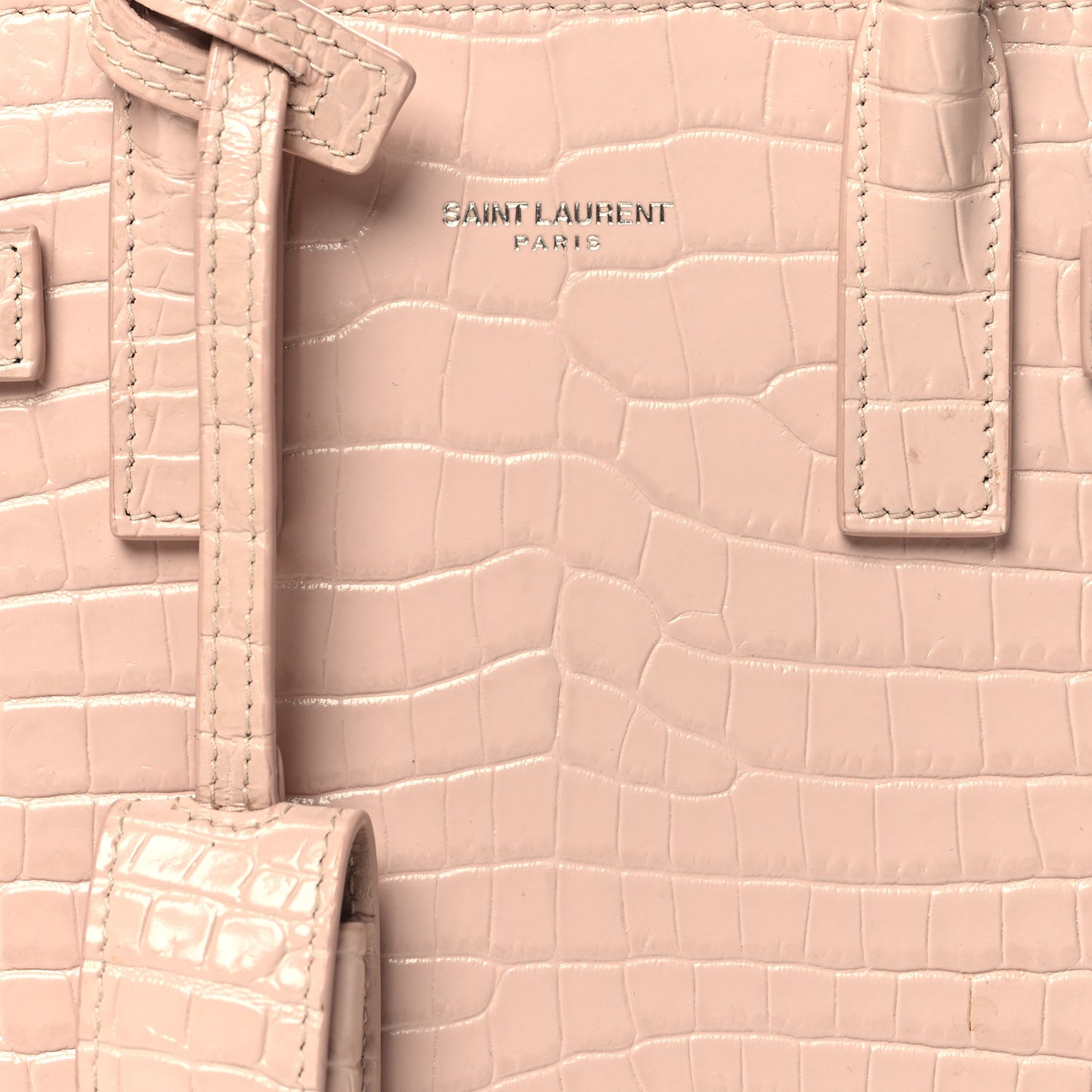 Calfskin Crocodile Embossed Nano Sac De Jour Rose Antic
