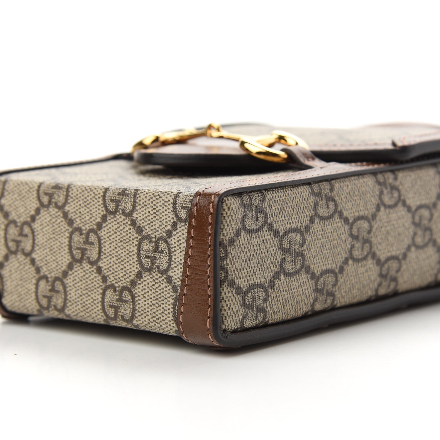Gucci GG Supreme Monogram Mini Horsebit 1955 Crossbody Bag Beige Brown Sugar 9 of 10