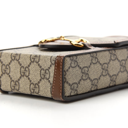 Gucci GG Supreme Monogram Mini Horsebit 1955 Crossbody Bag Beige Brown Sugar 9 of 10