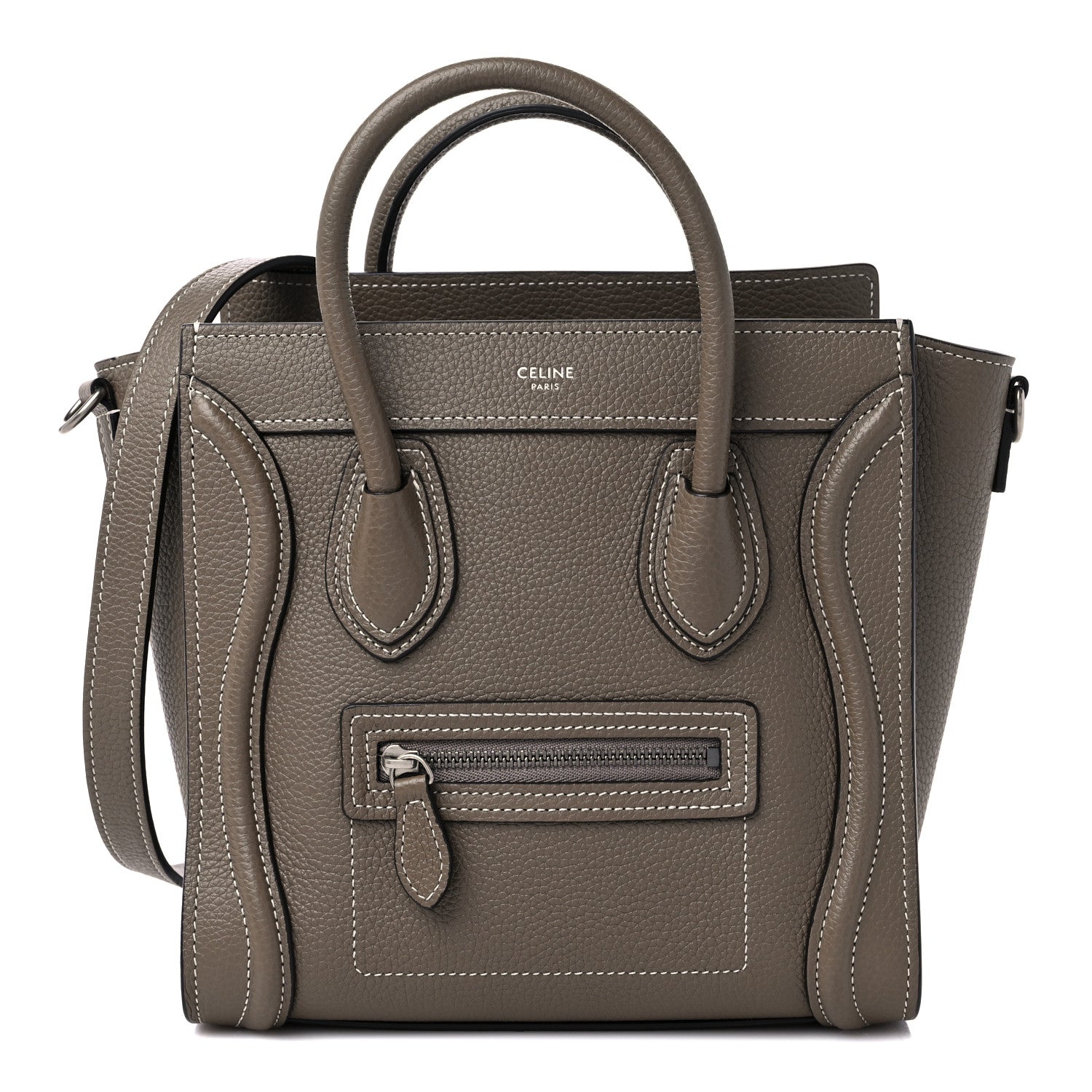 Celine Drummed Calfskin Nano Luggage Souris 1 of 9
