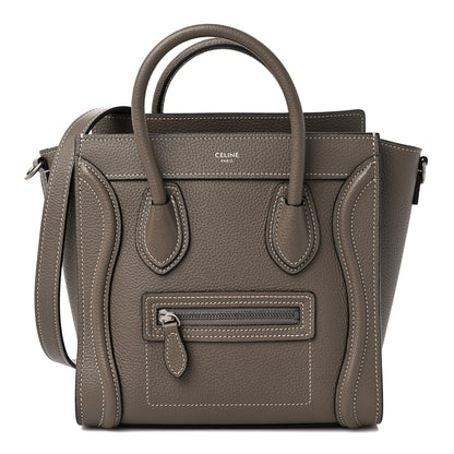 Celine Drummed Calfskin Nano Luggage Souris 1 of 9