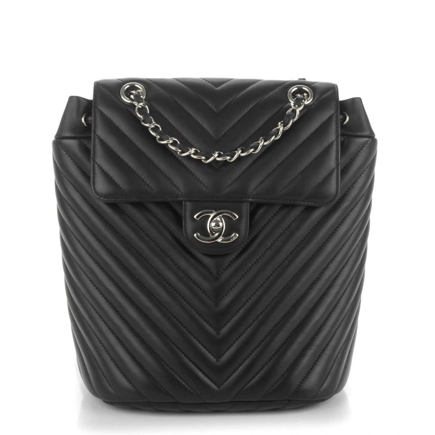 Calfskin Chevron Quilted Small Urban Spirit Backpack Black