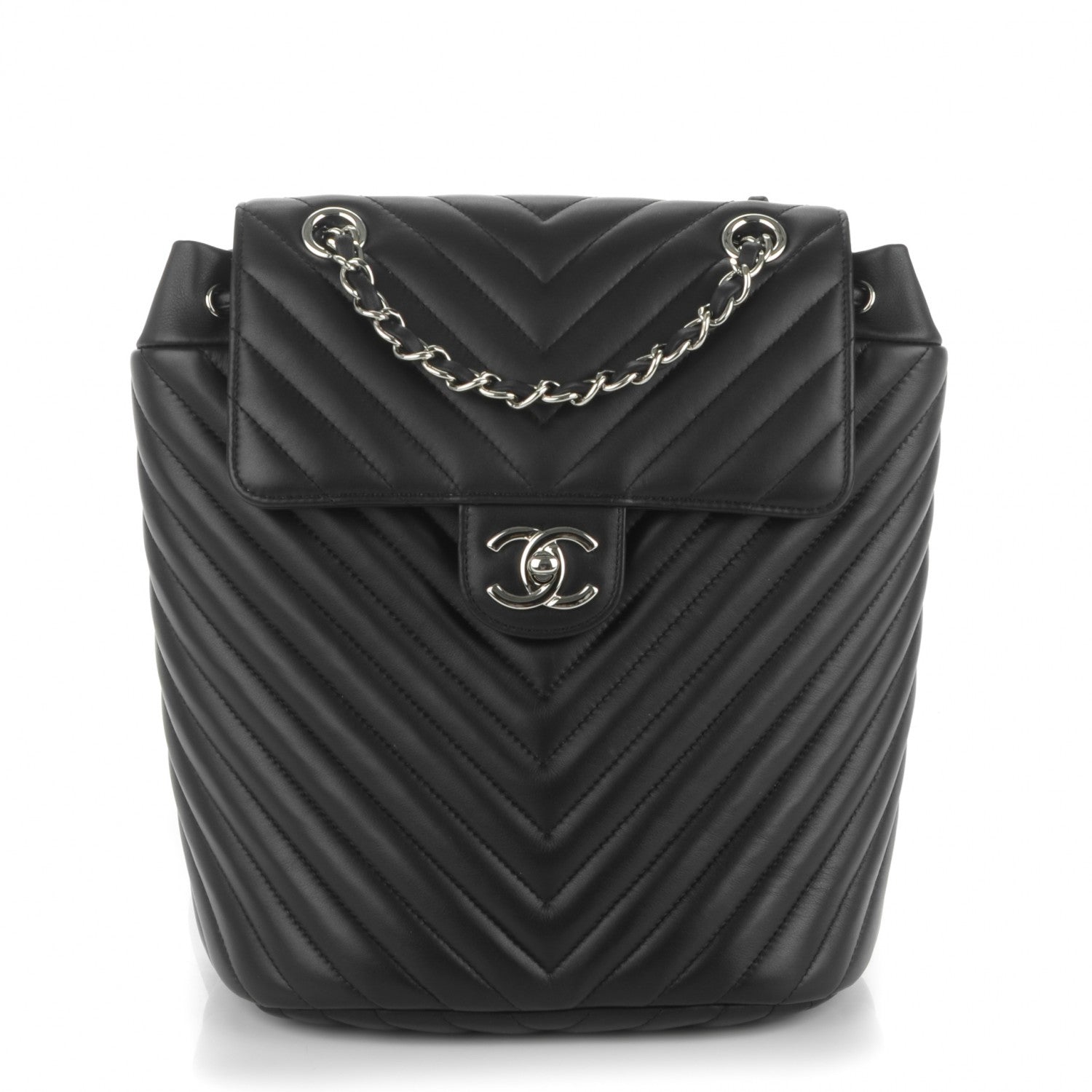 Chanel Calfskin Chevron Quilted Small Urban Spirit Backpack Black 1 of 7