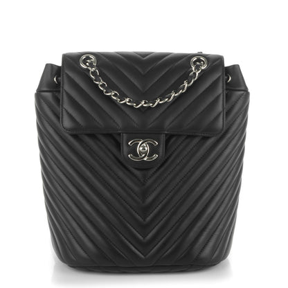 Chanel Calfskin Chevron Quilted Small Urban Spirit Backpack Black 1 of 7