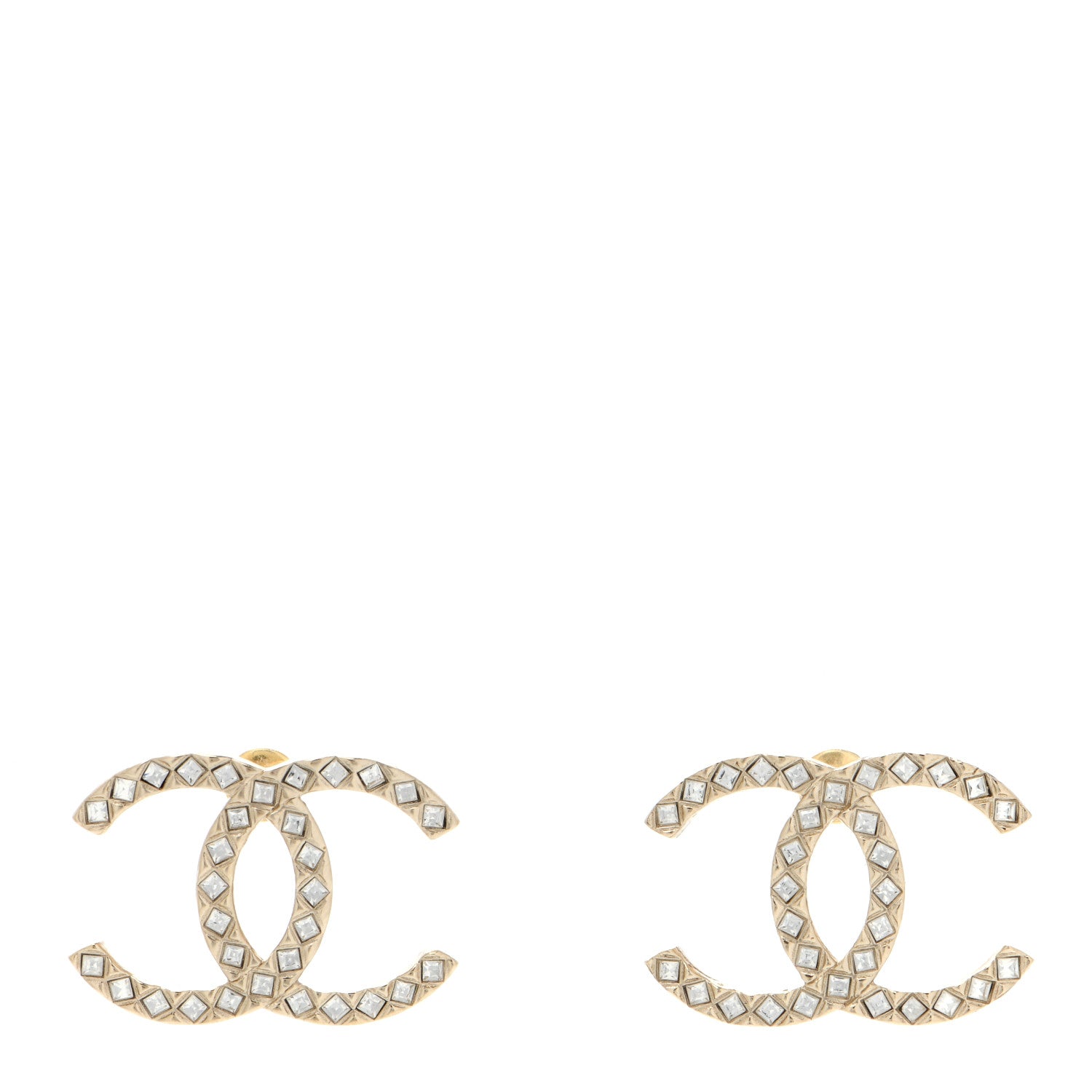 Chanel Baguette Crystal High Society CC Earrings Gold 1 of 4