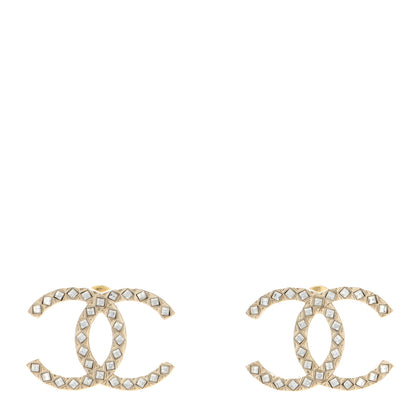 Chanel Baguette Crystal High Society CC Earrings Gold 1 of 4