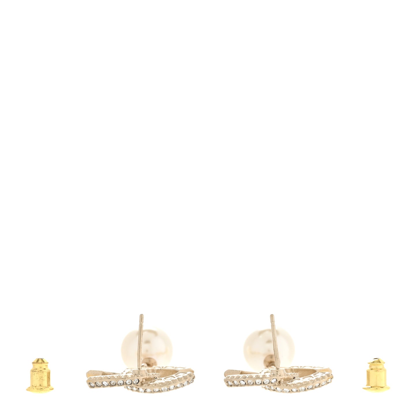 Crystal Pearl CC Drop Earrings Gold