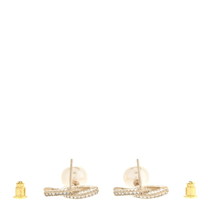 Chanel Crystal Pearl CC Drop Earrings Gold 3 of 4