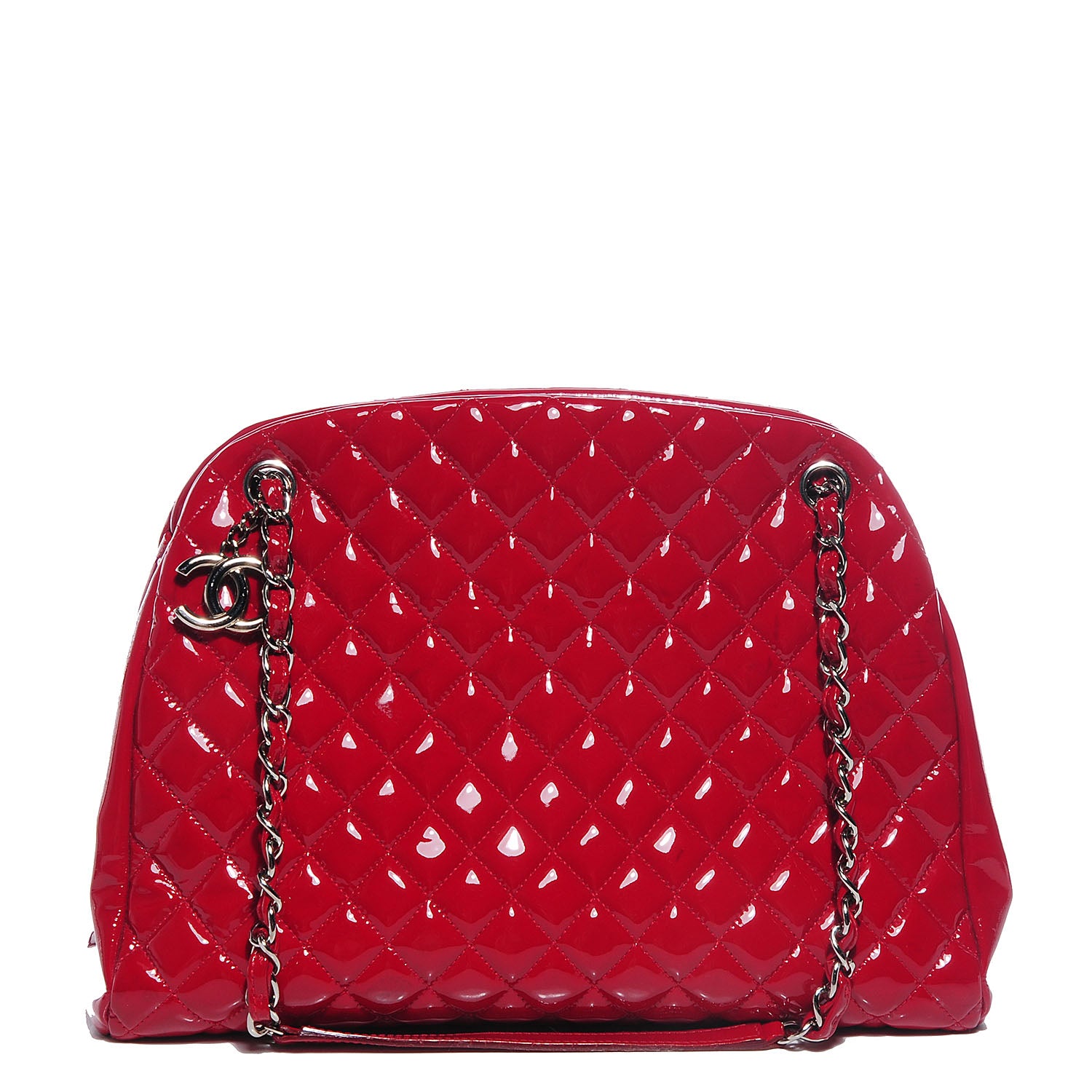 Chanel Patent Quilted Large Just Mademoiselle Bowling Bag Red 1 of 7