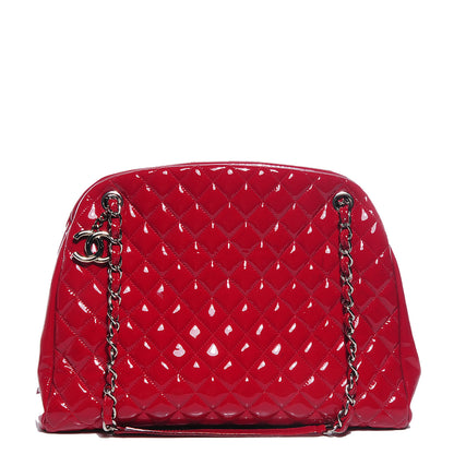 Chanel Patent Quilted Large Just Mademoiselle Bowling Bag Red 1 of 7