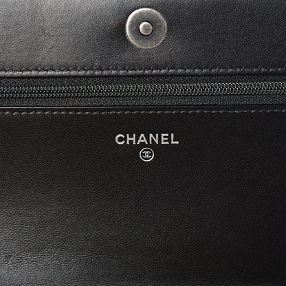Chanel Lambskin Quilted Boy Wallet On Chain WOC Black 5 of 14