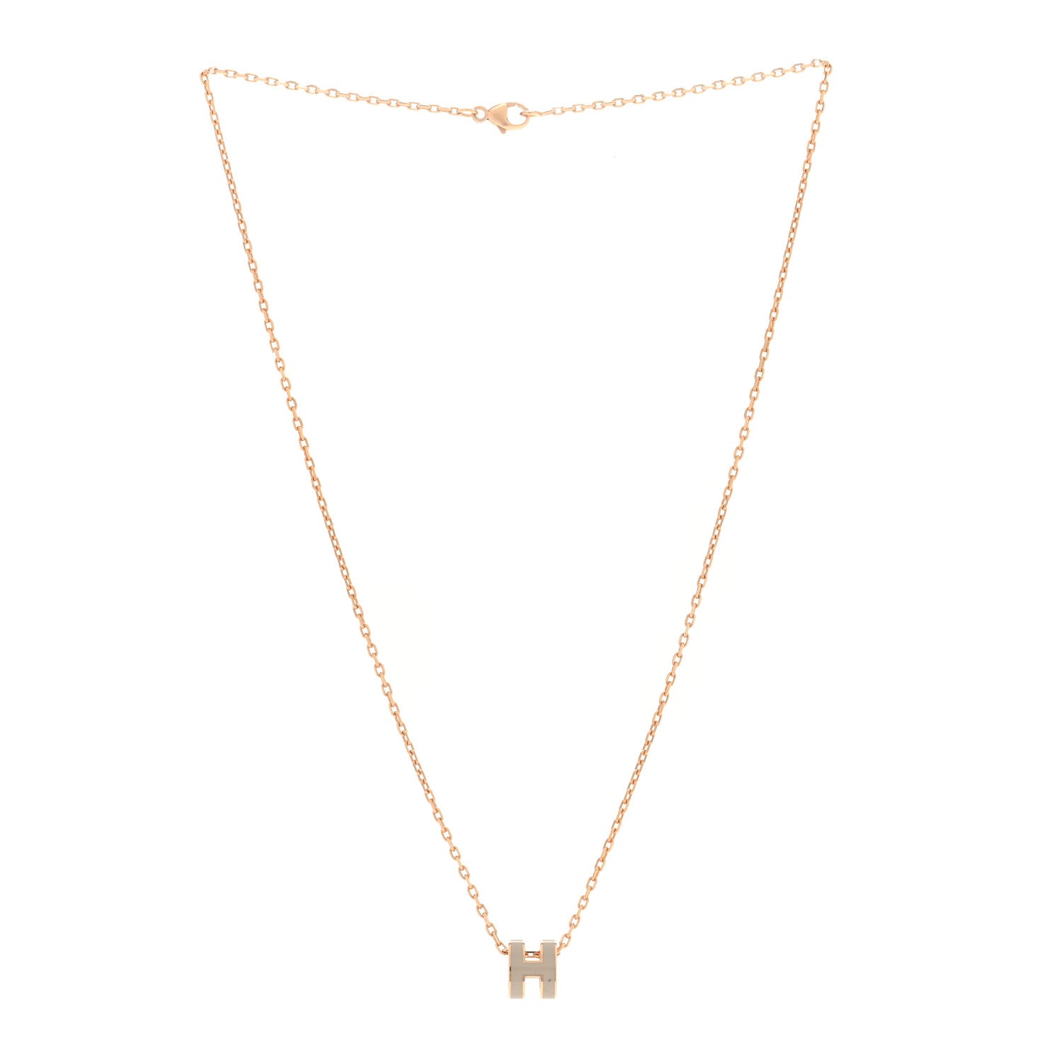 Hermes Lacquered Gold Mini Pop H Pendant Necklace White 2 of 5
