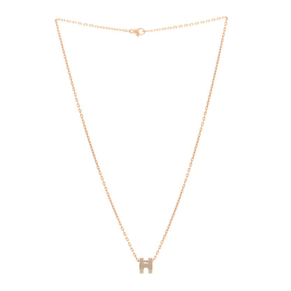 Hermes Lacquered Gold Mini Pop H Pendant Necklace White 2 of 5