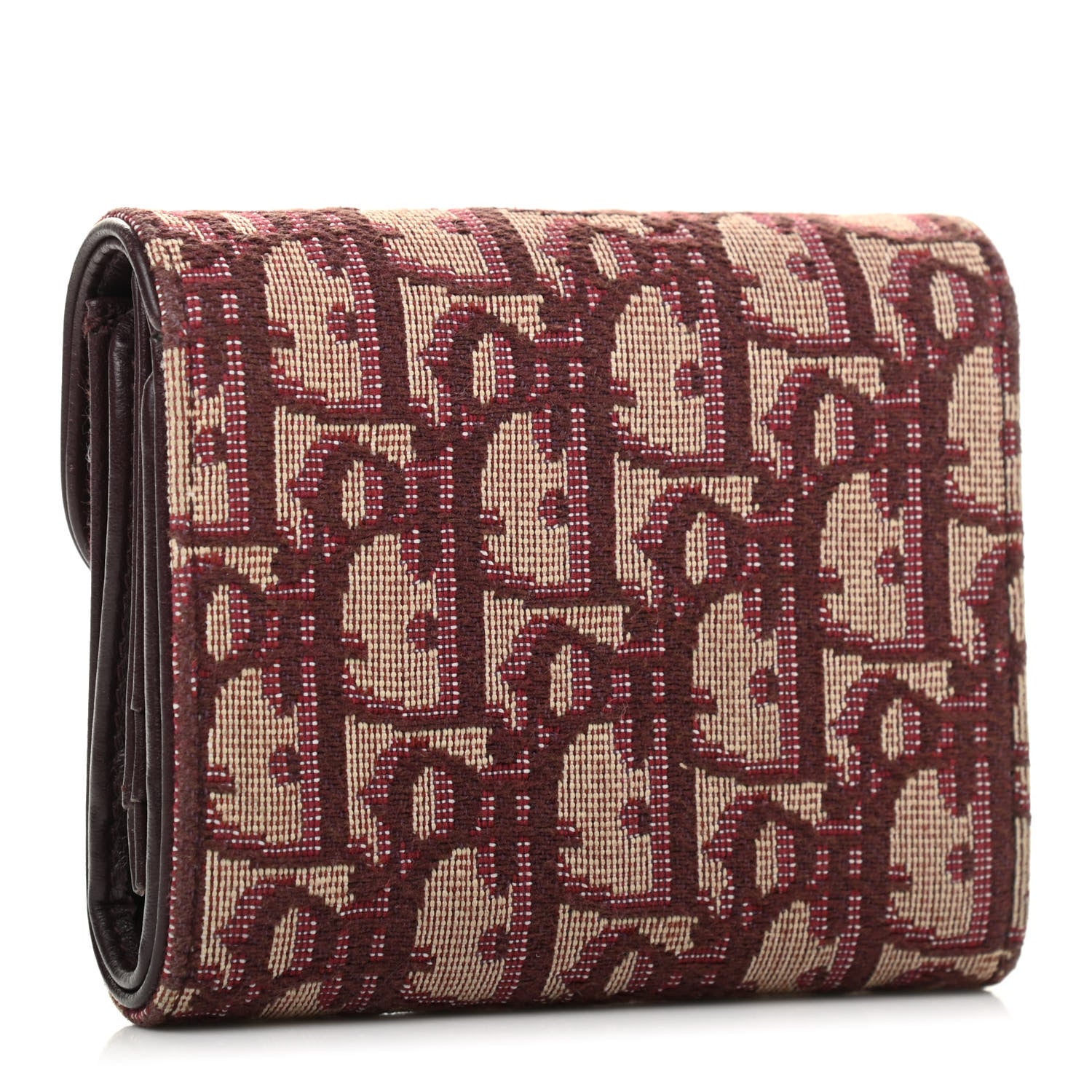 Christian Dior Oblique Saddle Lotus Wallet Burgundy 3 of 8