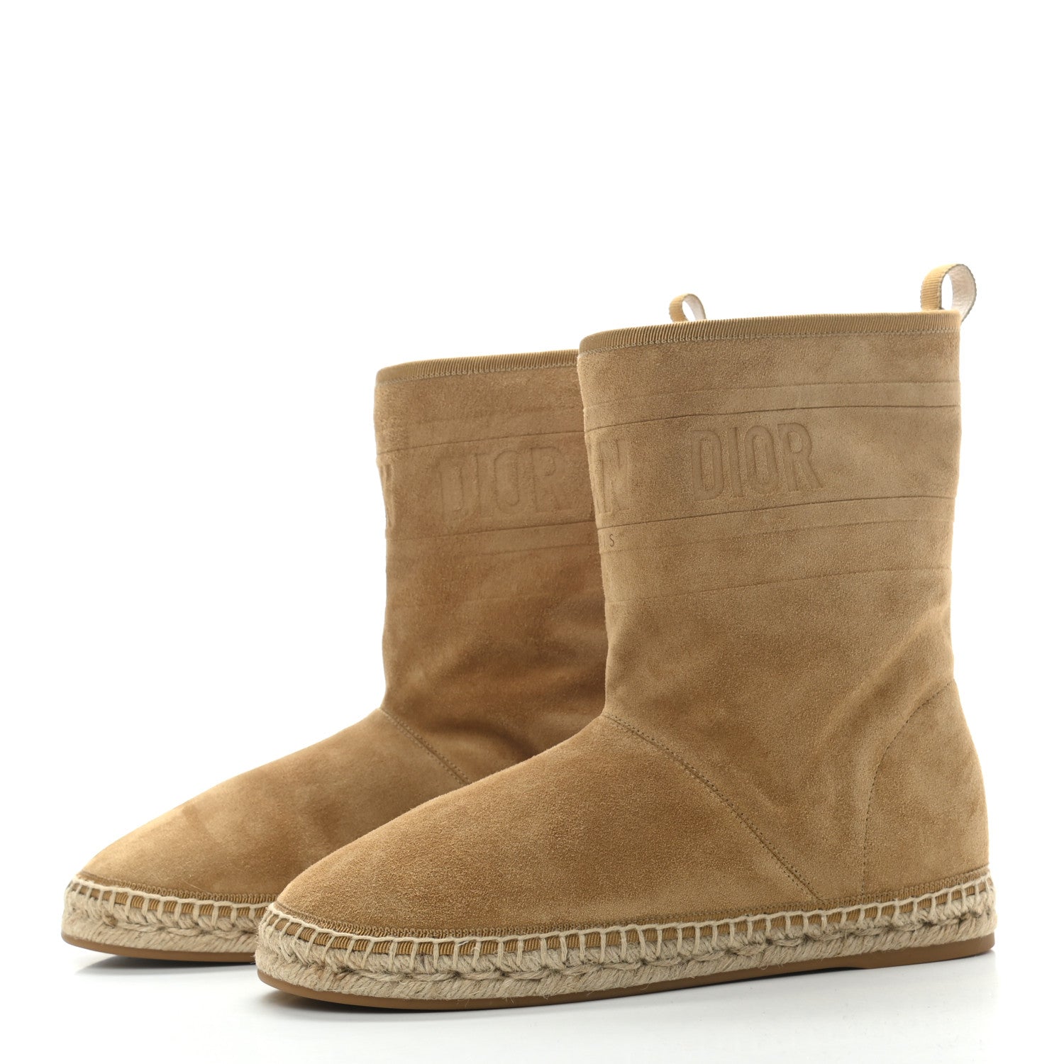 Christian Dior Calfskin Suede Shearling Granville Espadrille Boots 38.5 Natural 3 of 7