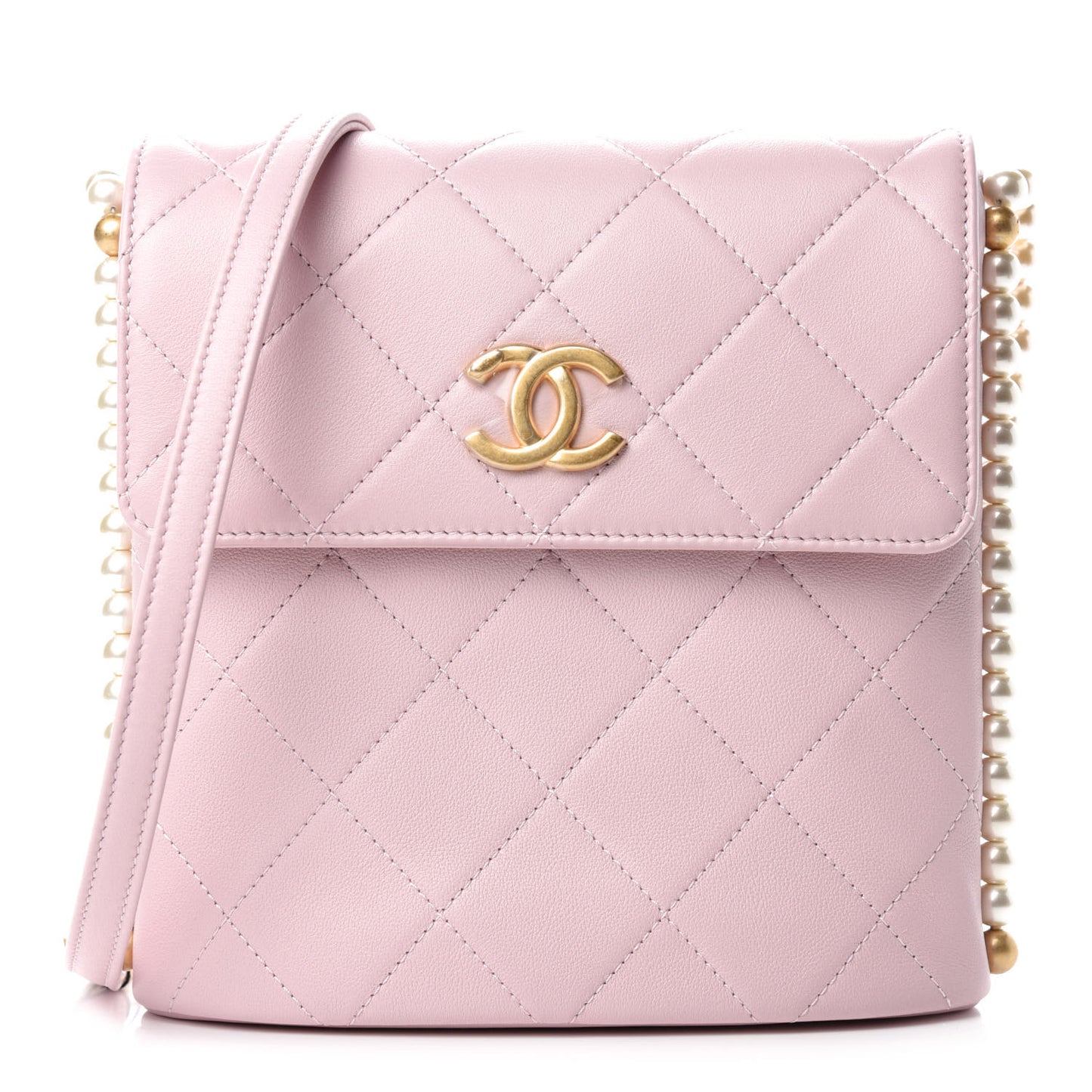 Calfskin Quilted Pearl Small About Pearls Hobo Bag Light Pink