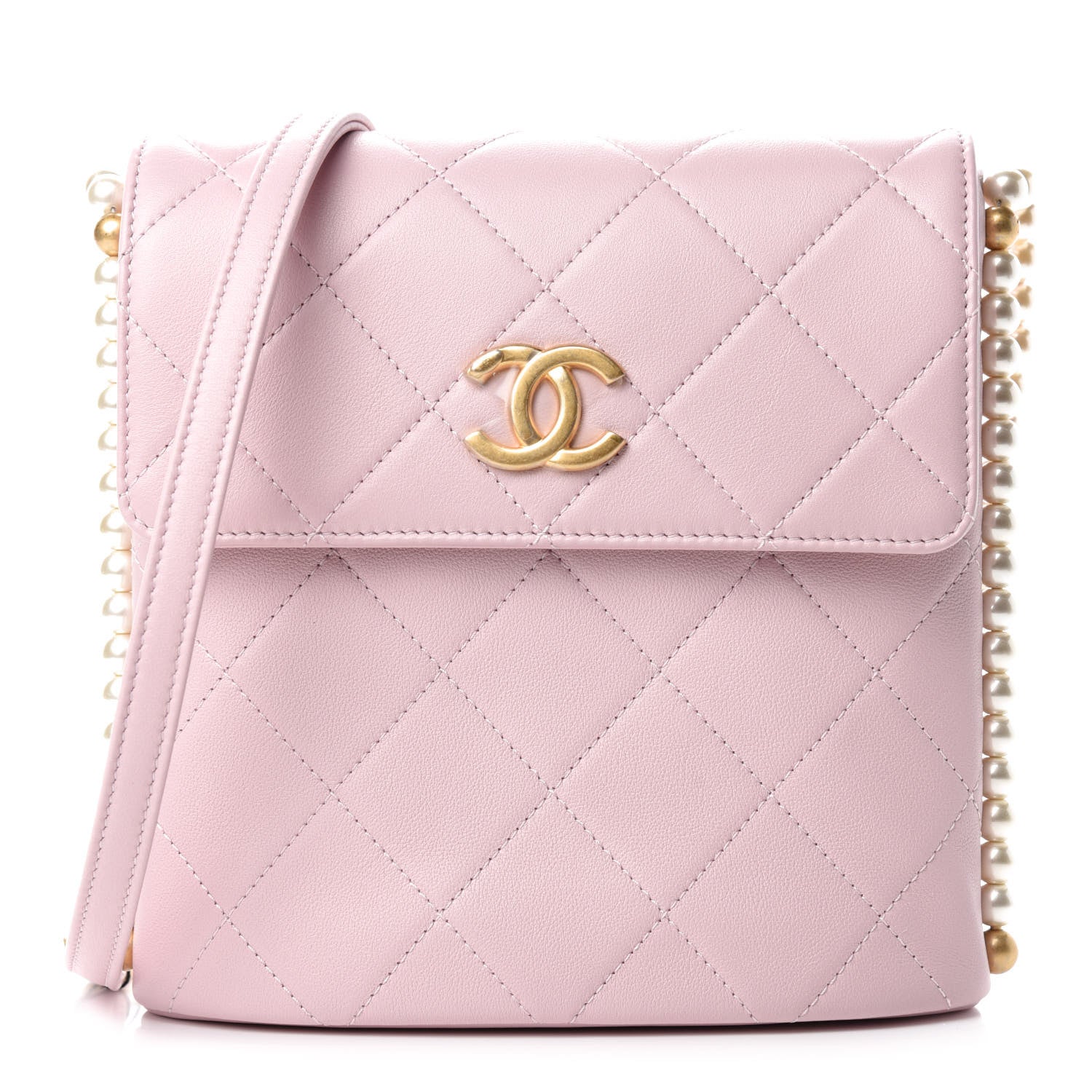 Chanel Calfskin Quilted Pearl Small About Pearls Hobo Bag Light Pink 1 of 11