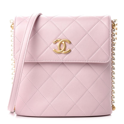 Chanel Calfskin Quilted Pearl Small About Pearls Hobo Bag Light Pink 1 of 11