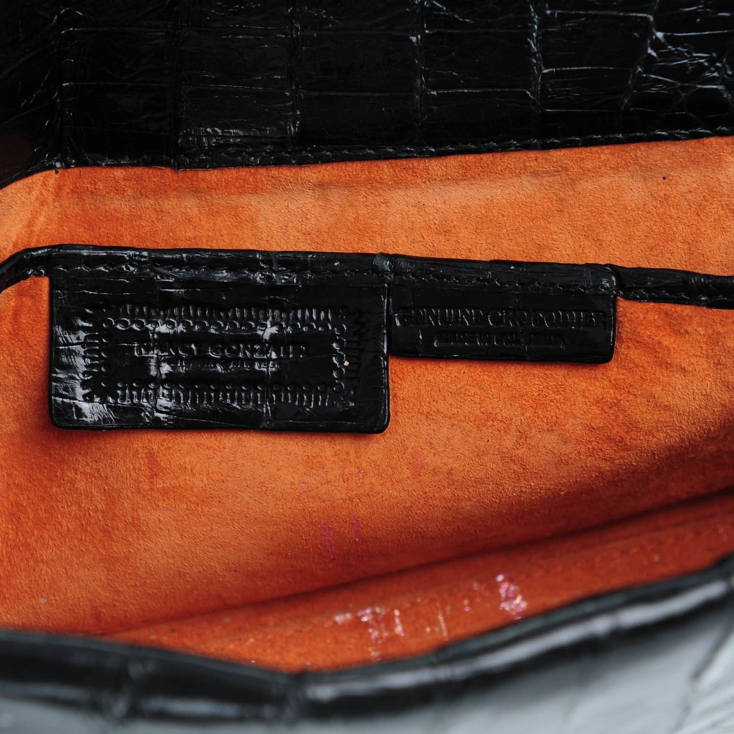 Crocodile Envelope Clutch Black