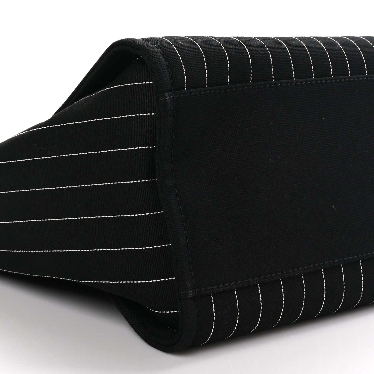 Chanel Canvas Calfskin Striped Medium Deauville Tote Black White 10 of 11