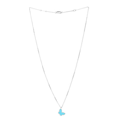 Van Cleef & Arpels 18K White Gold Turquoise Sweet Alhambra Butterfly Pendant Necklace 3 of 4