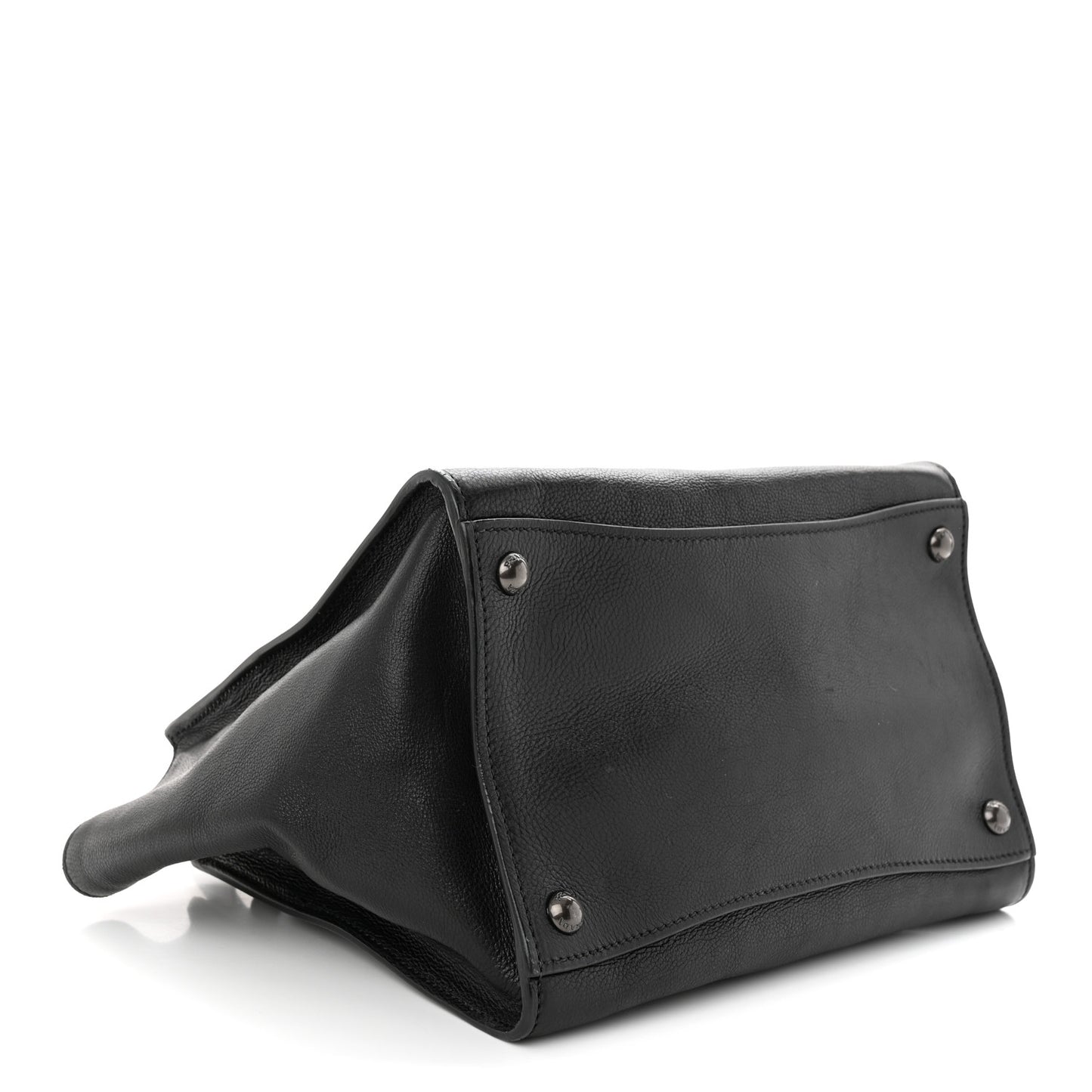 Glace Calf Small Twin Pocket Tote Black