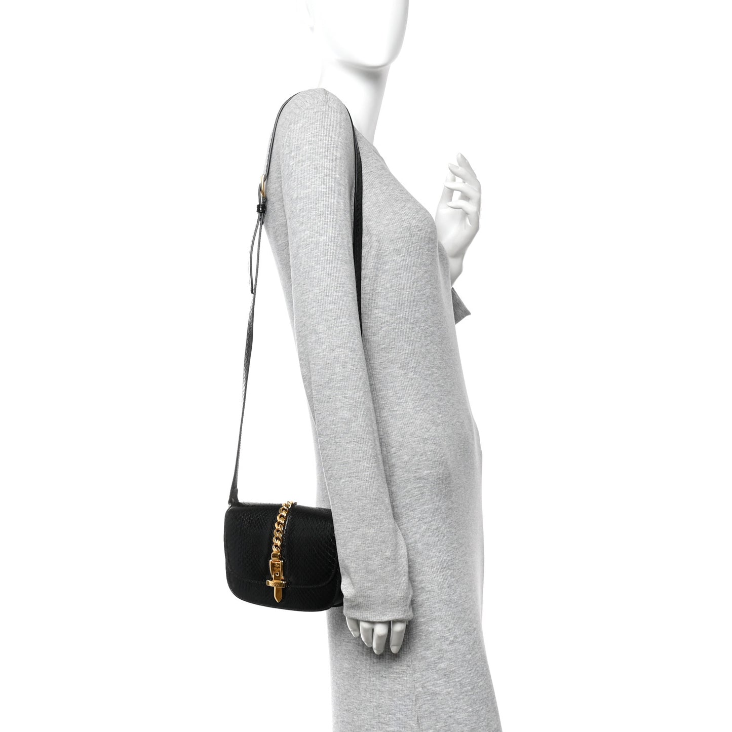 Snakeskin Mini Sylvie 1969 Messenger Bag Black
