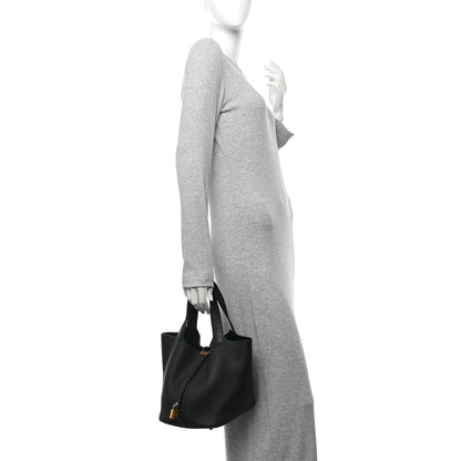 Hermes Taurillon Clemence Picotin Lock 22 MM Black 2 of 10